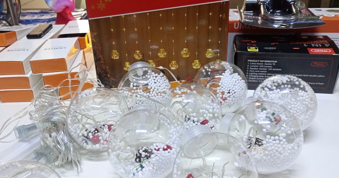 LUCES ESFERAS TRANSPARENTES DE 3METROS EN AMBAR ⭐️