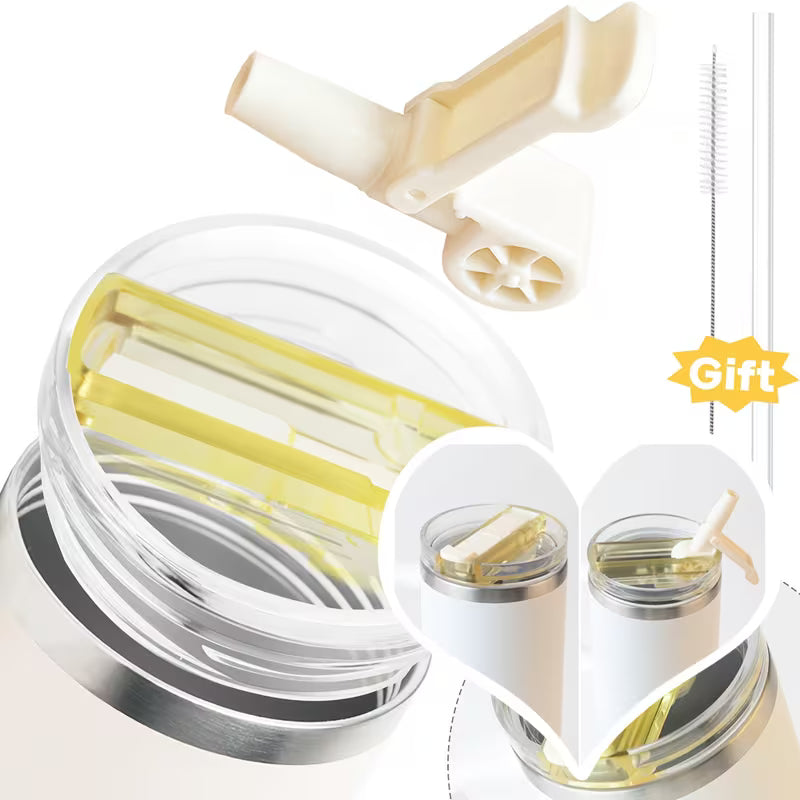 Tapa Antiderrame // Desmontable // incluye cañita + cepillo de limpieza //BLANCO MARFIL - BEIS // 49 Onz //