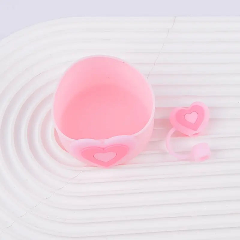 Pack protector de cañita corazón base 30oz y 40oz,- Rosa