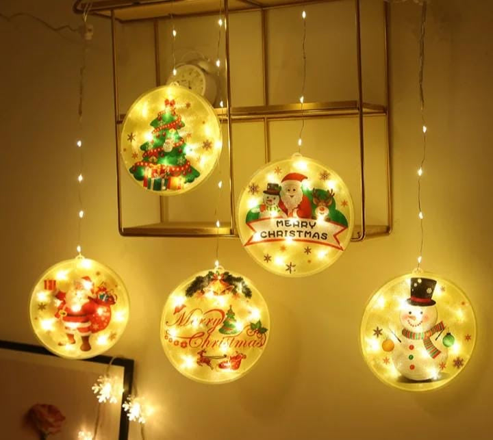 Cortina o tira de luces Navideño ( 10 discos )