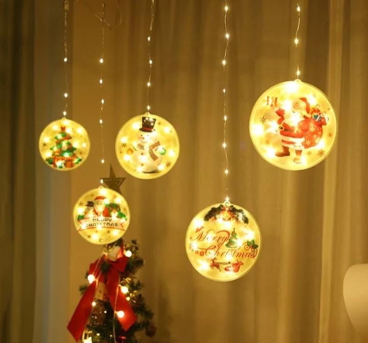 Cortina o tira de luces Navideño ( 10 discos )