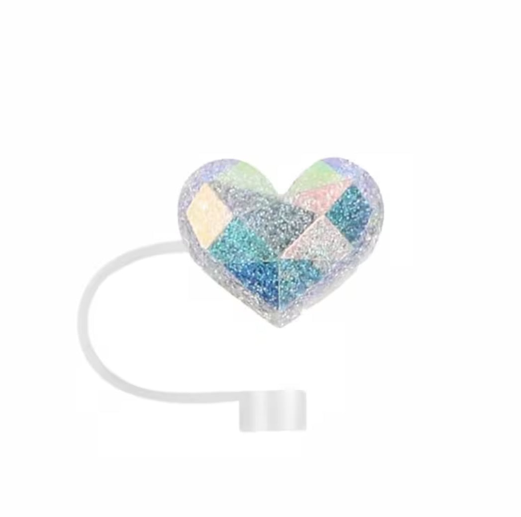 Protector de cañita corazón diamante / Blanco