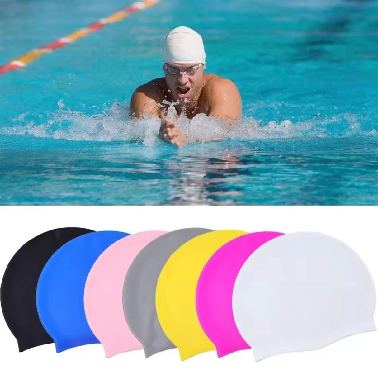 GORRO DE NATACIÓN ELÁSTICO DE SILICONA*🏊♀️🏊♂️