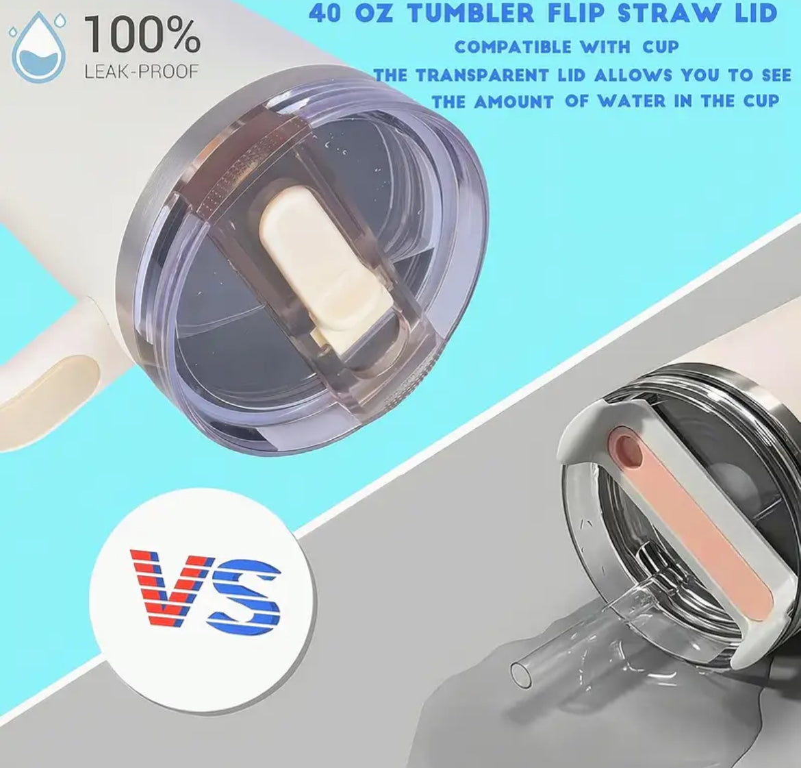 Tapa antiderrame desmontable 40 onz Acrílico // Rosa + Sorbete + espátula