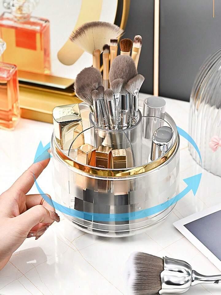 ORGANIZADOR DE BROCHAS COSNETICO JIRATORIO 360° CON TAPA