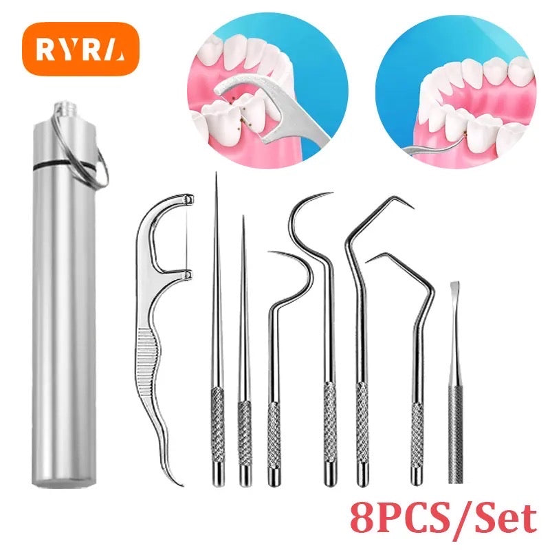 Kit de limpieza hilo dental de Metal ( 8 pc)