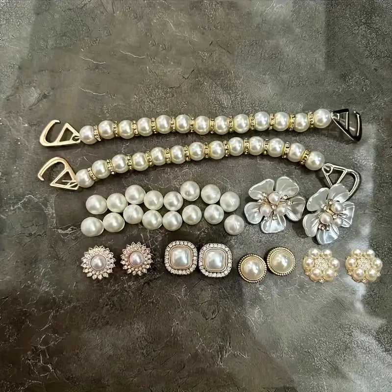 dije - pin flores perlas cadena . 28 pc