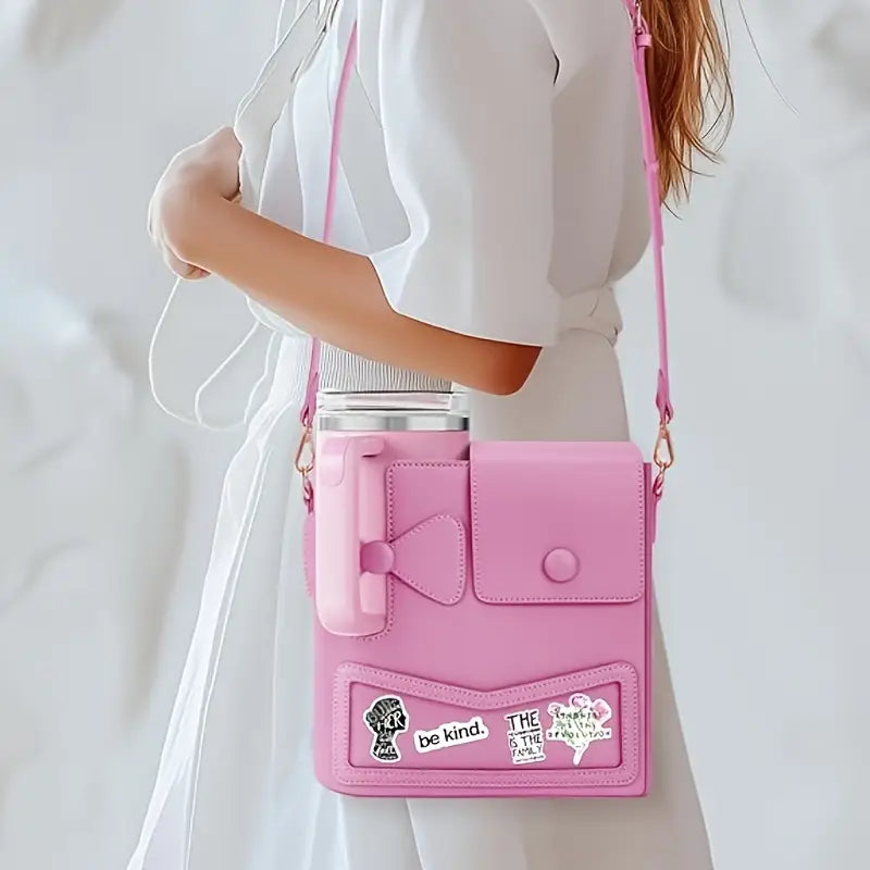 Bolso cruzado para mujer con porta vasos