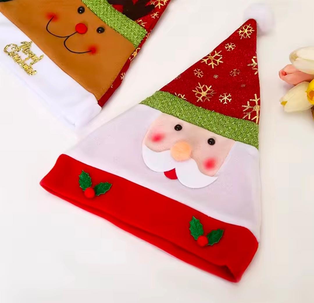 GORRO DE NAVIDAD #003* *RENO CON LISTON* 🎅🏻🦌 (12 pc)