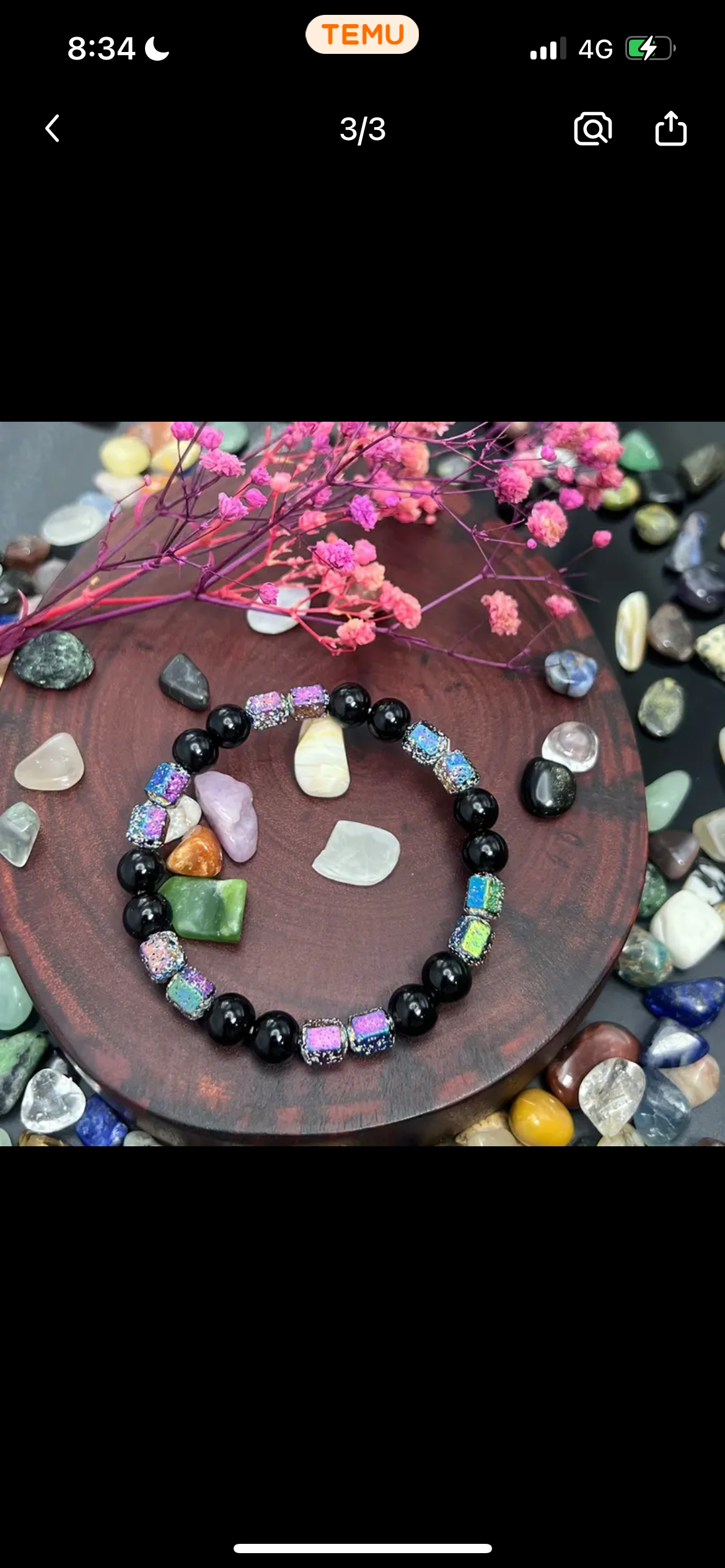 Pulsera Galvanizada piedra rosa