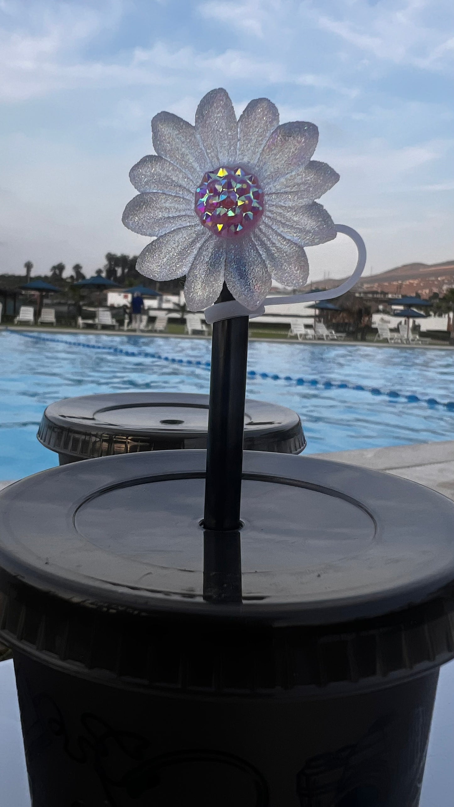 Protector de cañita girasol blanco shimer