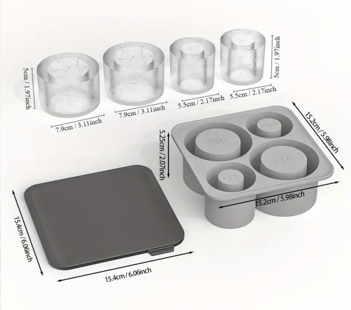 Bandeja de hielo 4 cavidades. 30 onz -40 onz ( Rosa )