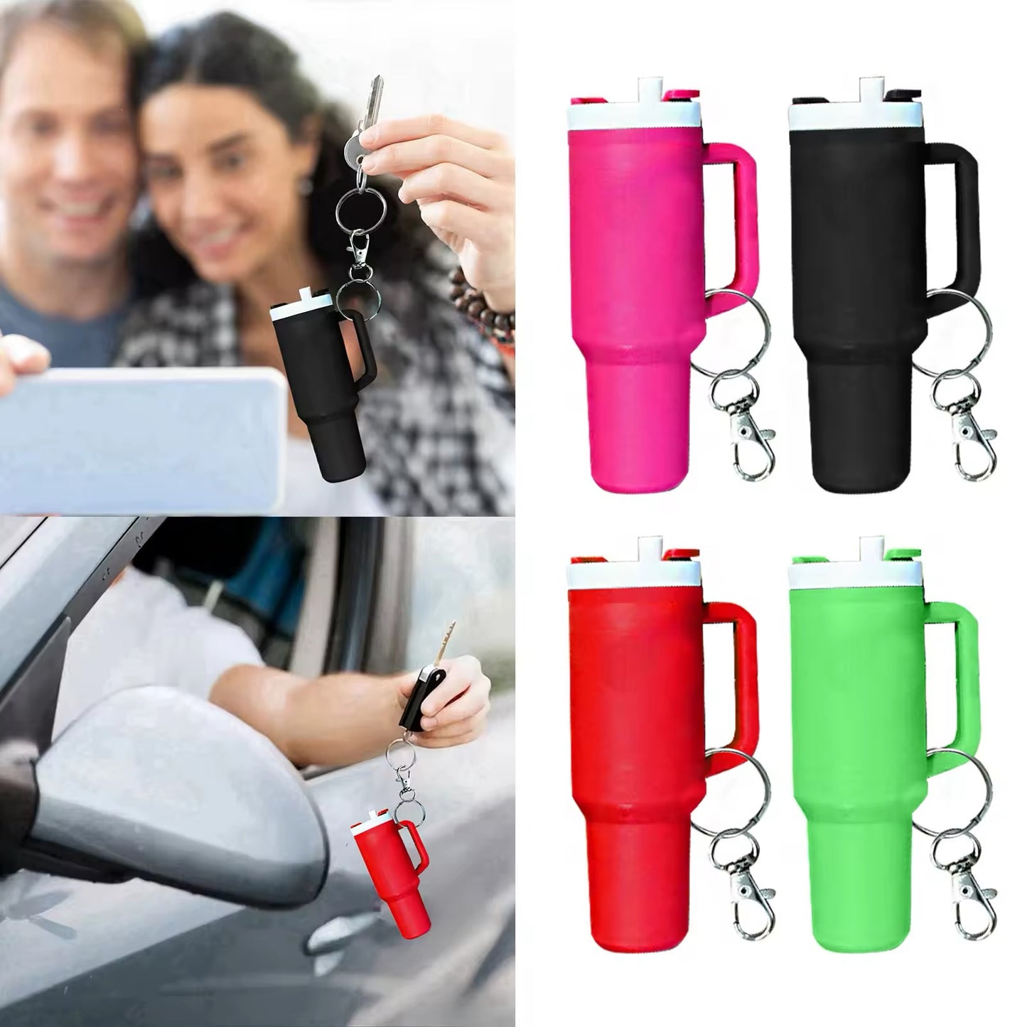 Mini llavero taza Stanley rosa roja