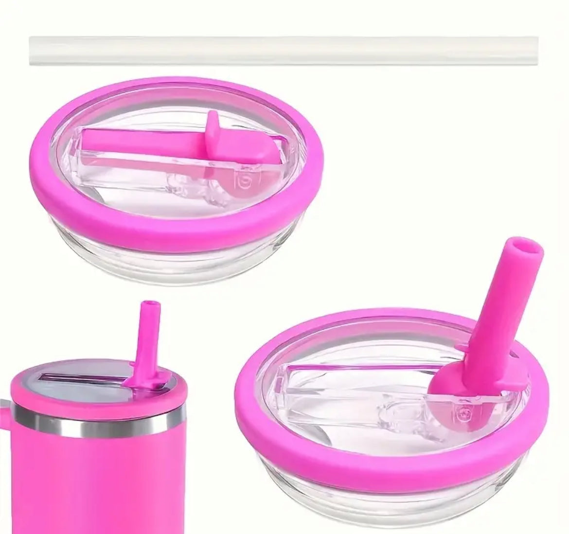 Tapa antiderrame acrílico Rosa Roja // 30 onz + Sorbete