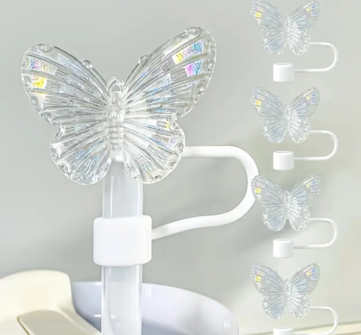 Protector de cañita Mariposa - Blanco diamante