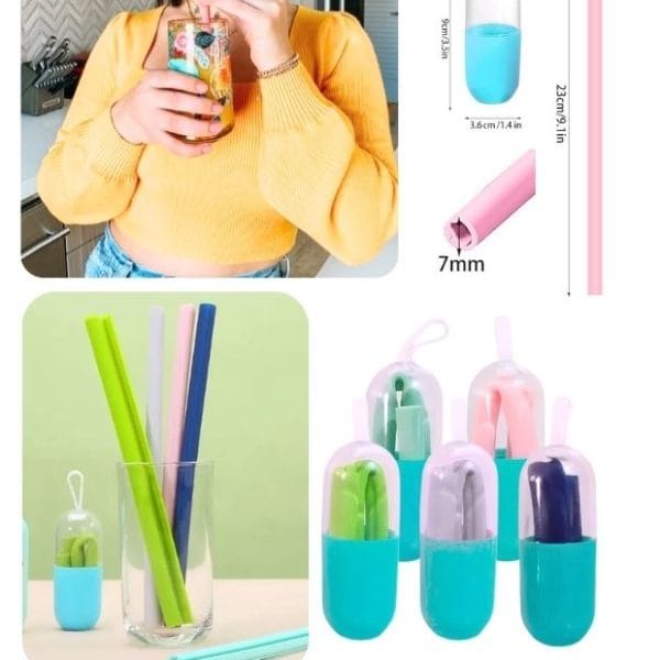 Cañita de Silicona Portátil Reutilizable para Bebé