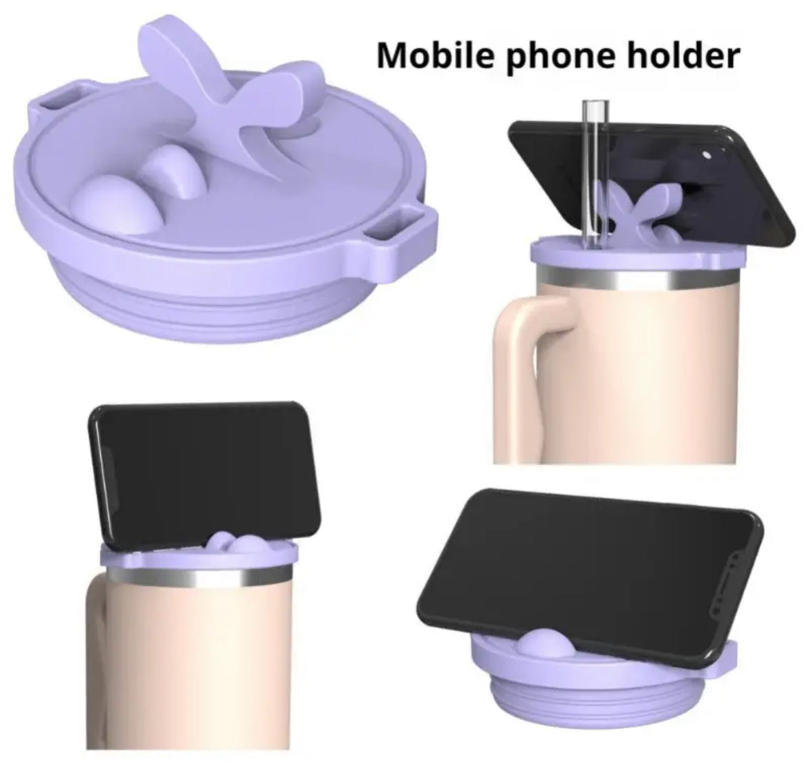 Tapa antiderrame con soporte de celular -Rosa