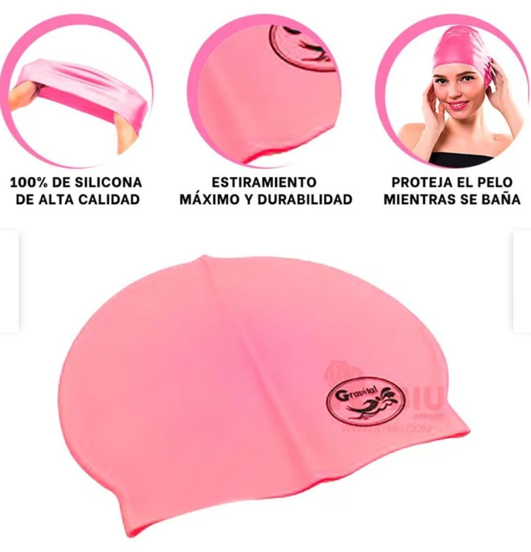 GORRO DE NATACIÓN ELÁSTICO DE SILICONA*🏊♀️🏊♂️