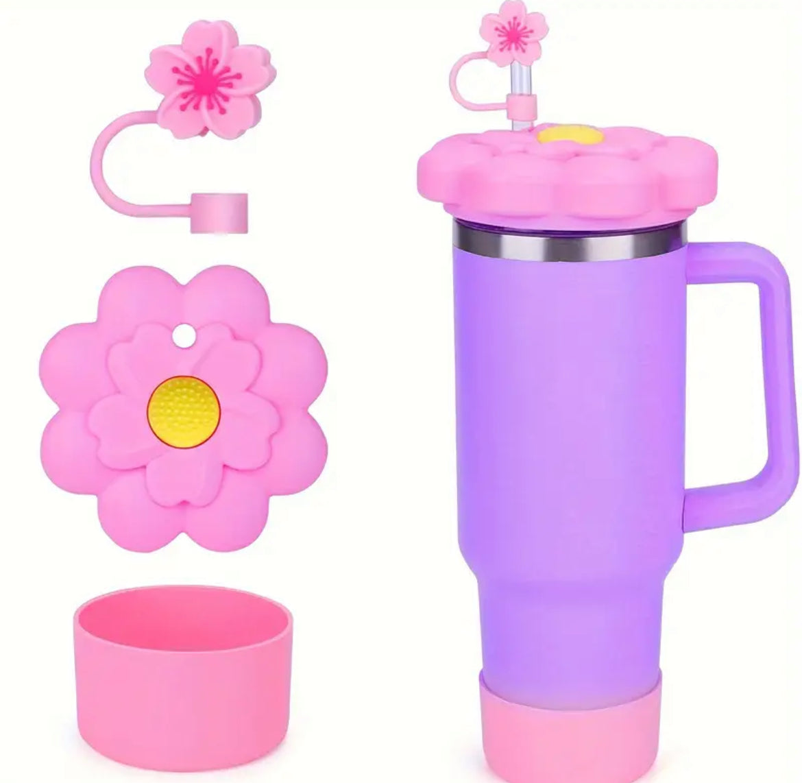 Juego tapa flor + Protector de cañita flor + Base