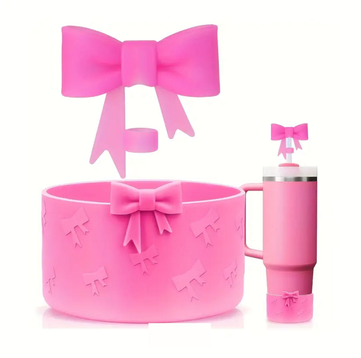 Set de 2 pc Protector de cañita + Base / Rosa Roja