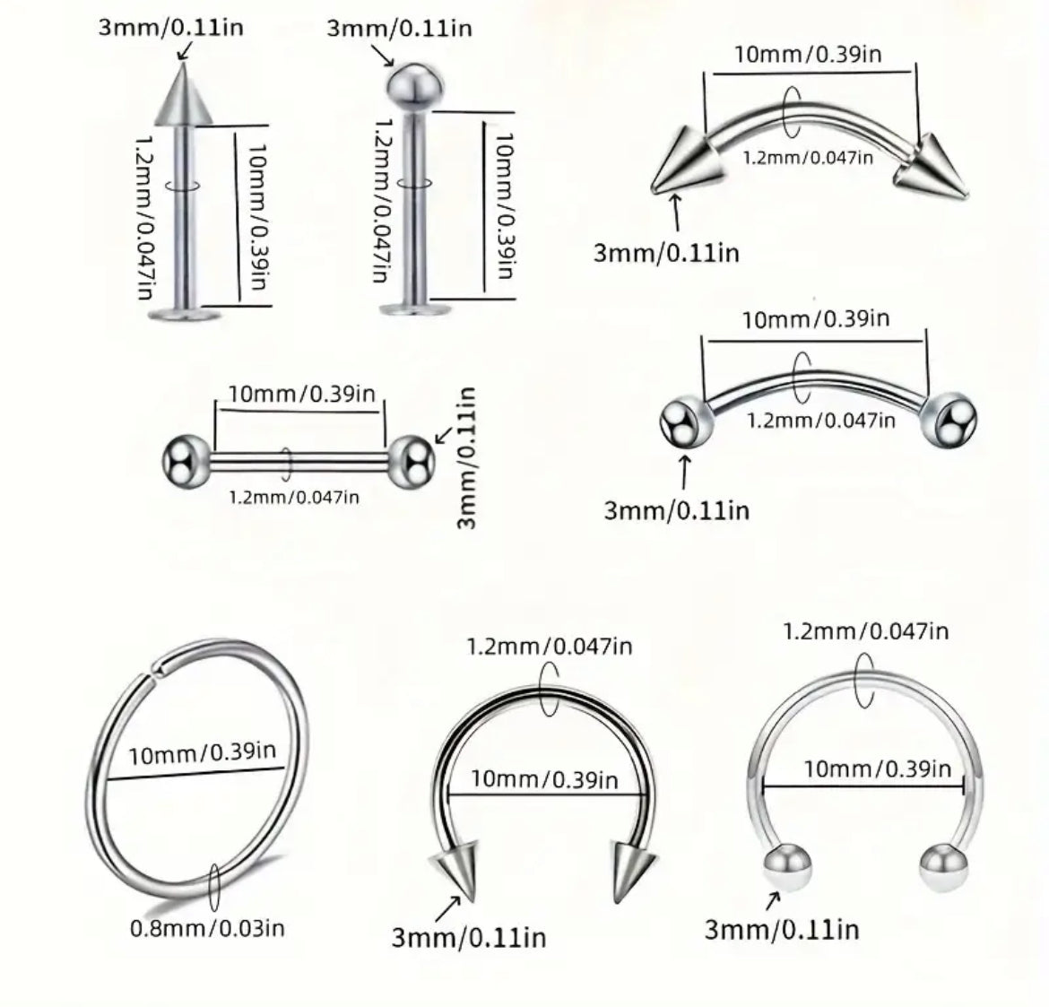 piercing corporal de acero inoxidable