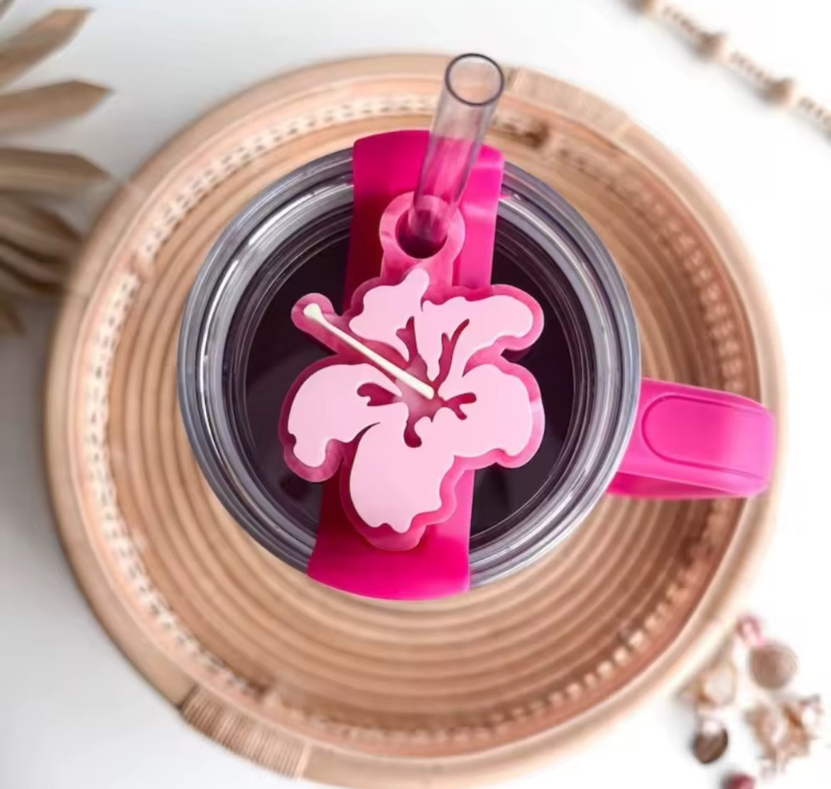 Tapa - Placa Acrílico Flor loto //Rosa Roja //40 onz // Adorno de tapa
