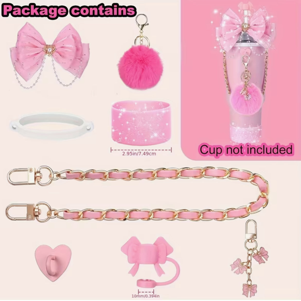 Set de accesorios - Protectores // Púrpura // 8 pc // Lazo -Pom Pom