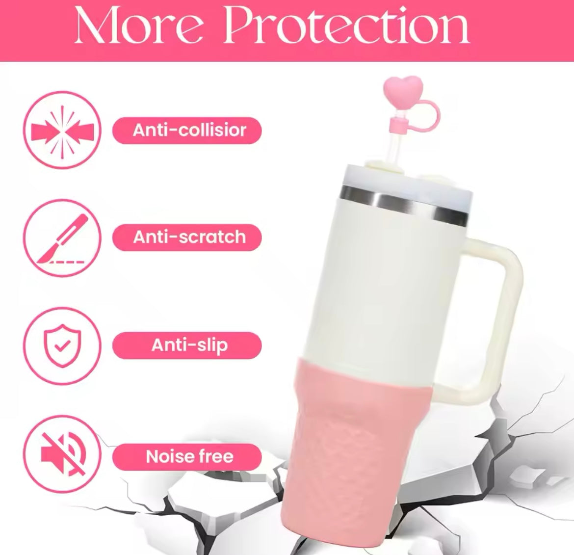 Protector de cañita corazón rosado