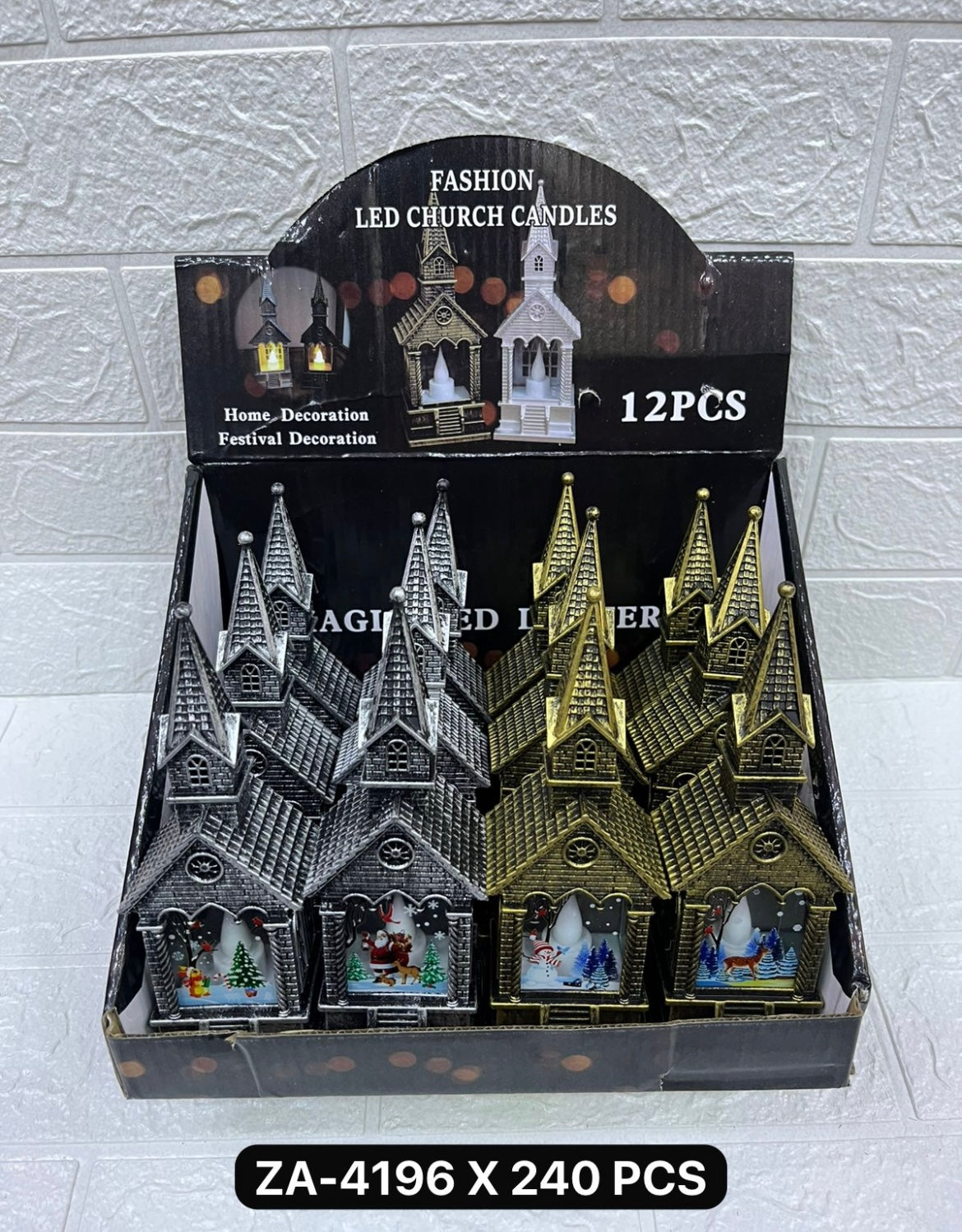 Adorno iglesia con luz (12 pc )