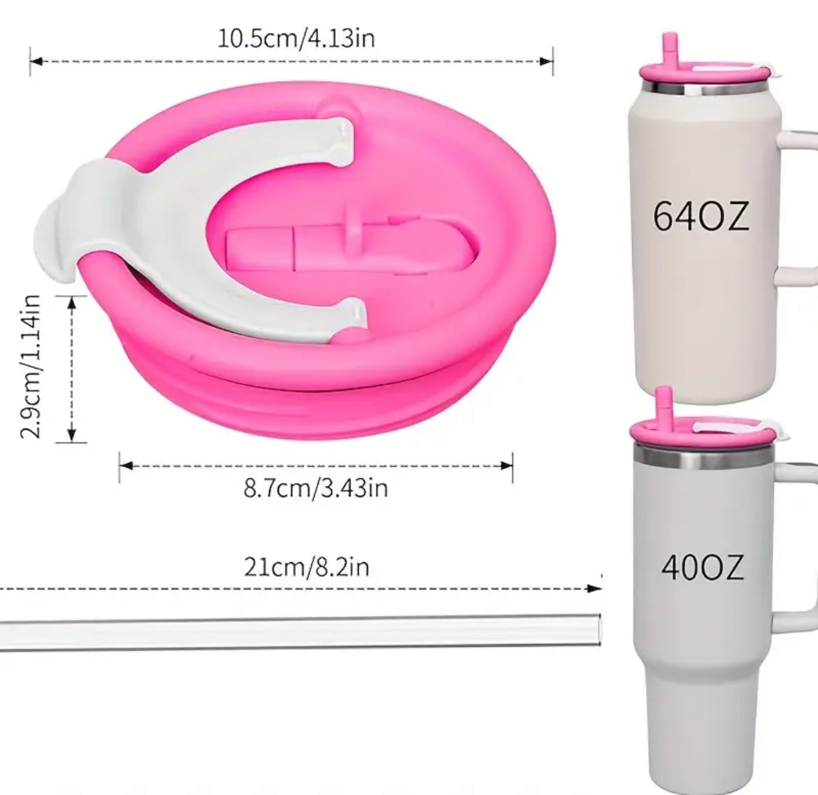 Tapa antiderrame 2 en 1 // Rosa roja // 40 onz