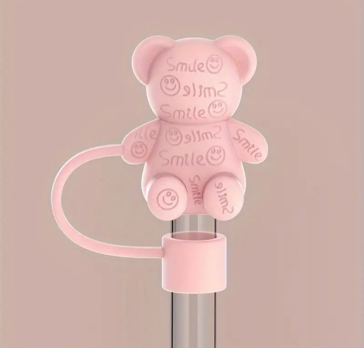 Protector de cañita oso smile rosa