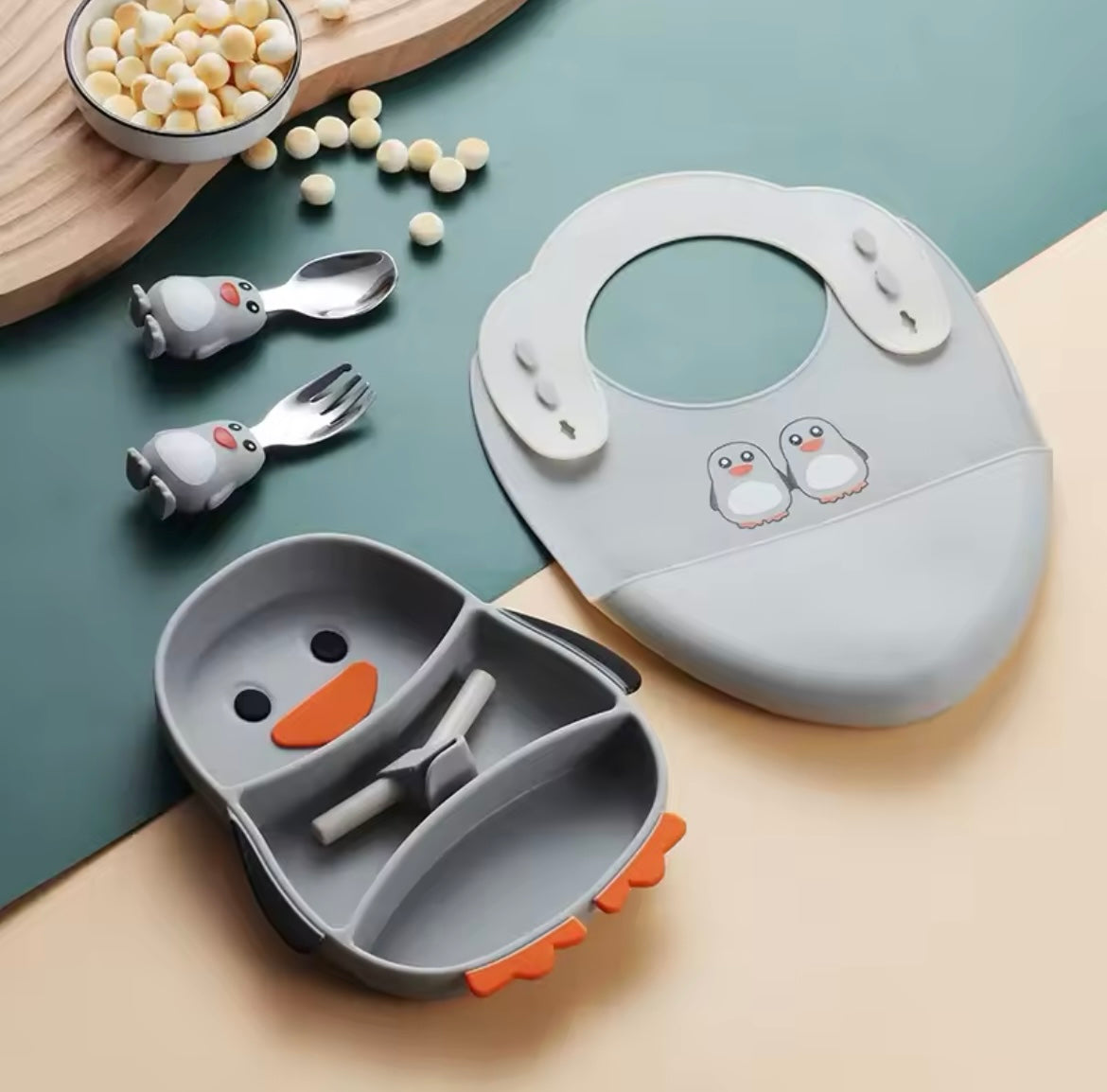 Kit de plato pingüino de silicona