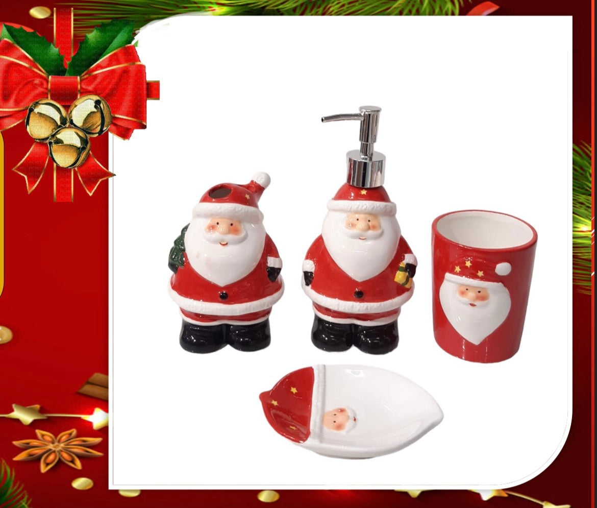 Set de Baño de 4 pc Papá Noel