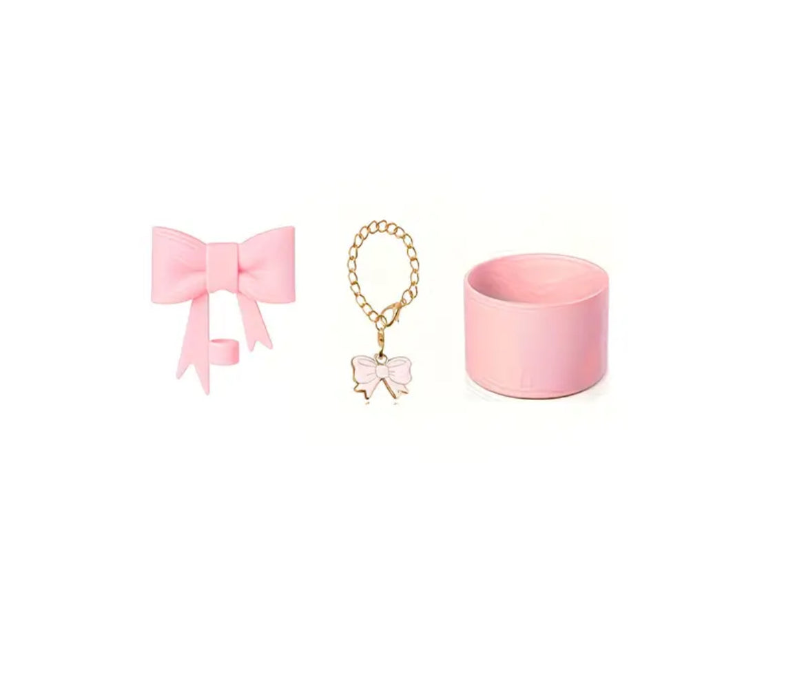 Set 3 accesorios // Base + dije + Protector de cañita. Lázito/ Rosa