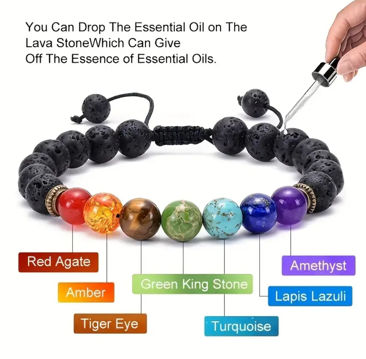 Pulsera - Chakras piedras volcánicas