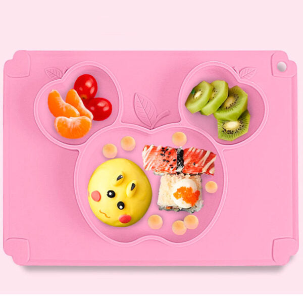 Plato de Silicona Corazón Manzana (SOLO VERDE Y ROSADO)