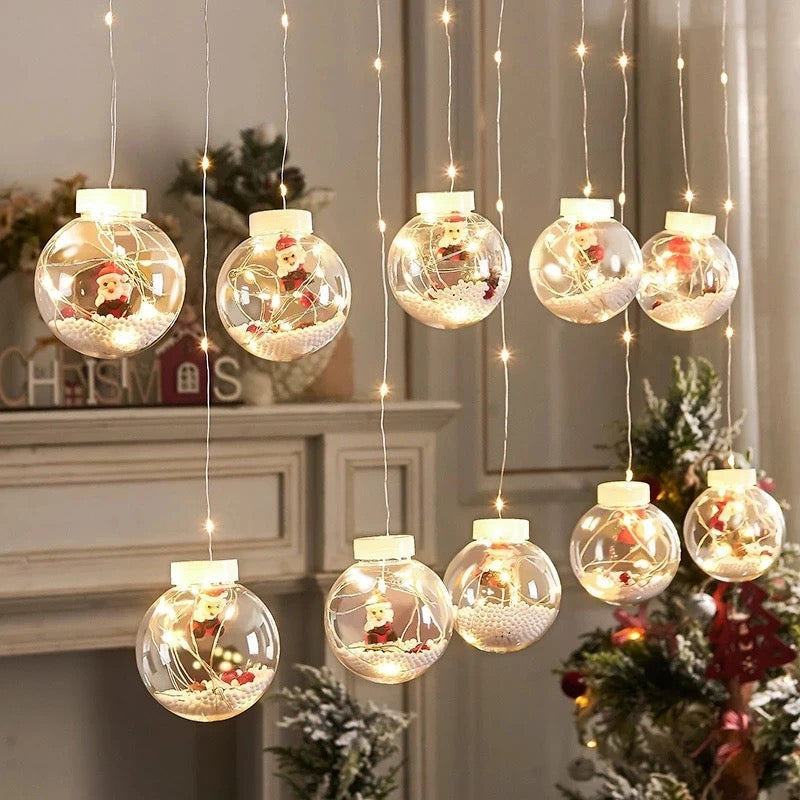 LUCES ESFERAS TRANSPARENTES DE 3METROS EN AMBAR ⭐️
