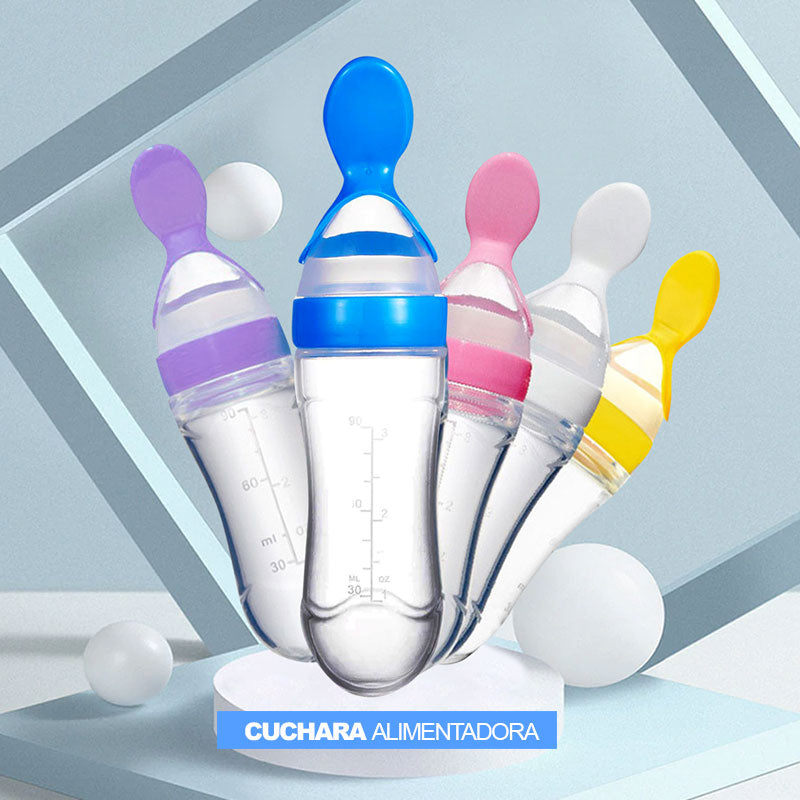 cuchara alimentadora en bolsa ( 90 ML colores) (ROSADO, AZUL )