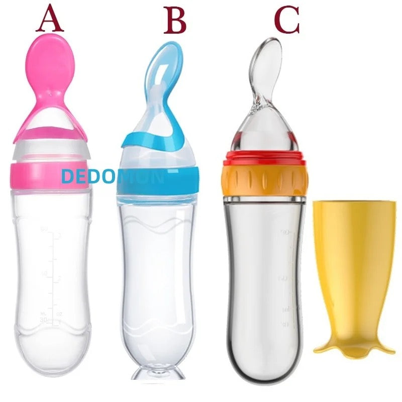 cuchara alimentadora en bolsa ( 90 ML colores) (ROSADO, AZUL )