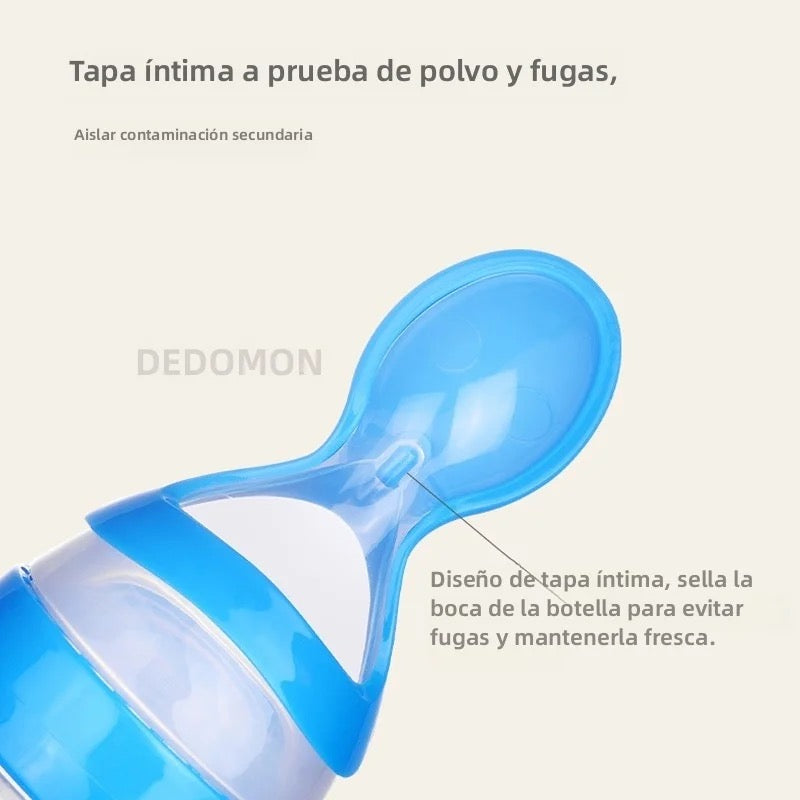 cuchara alimentadora en bolsa ( 90 ML colores) (ROSADO, AZUL )