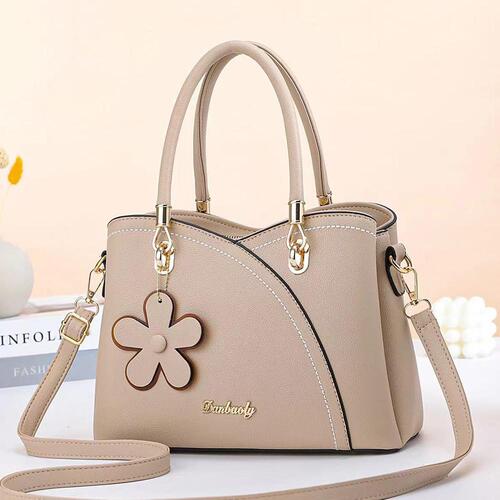 BOLSO DE CUERO RETRO CON LLAVERO FLOR