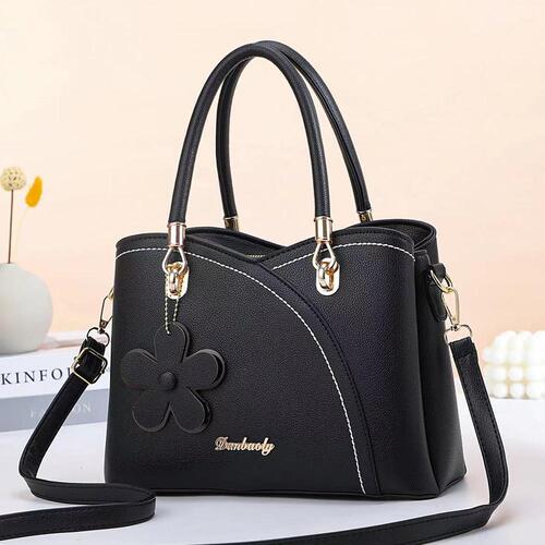 BOLSO DE CUERO RETRO CON LLAVERO FLOR