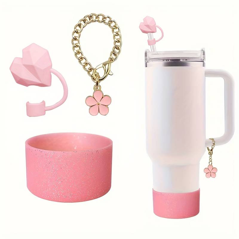 Set. 3 pc / Protector + Dije + Base / Rosa Profundo