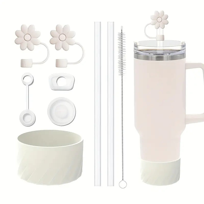 set accesorios Antiderrame blanco marfil - 9 pc - flor