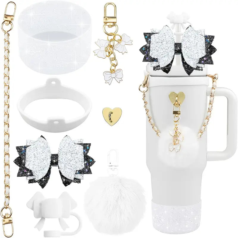 set accesorios Brillantes - Blanco - 8 pc