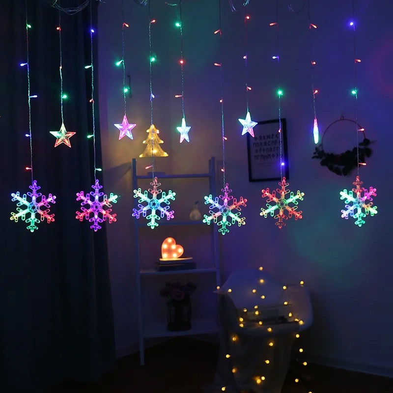 Guirnalda de luces led con forma de Estrella y copos