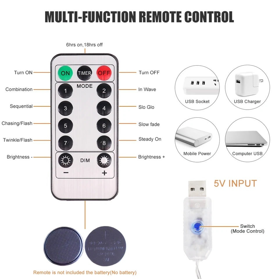 Guirnalda de cortina luces led + control
