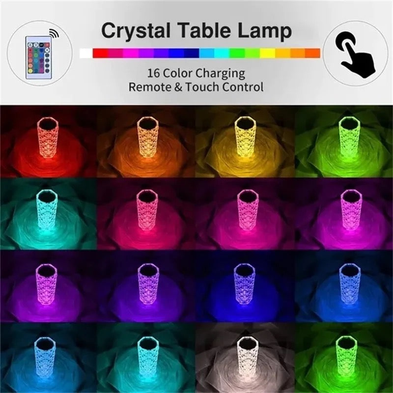 Lámpara de mesa rosa de cristal