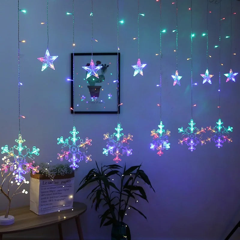 Guirnalda de luces led con forma de Estrella y copos