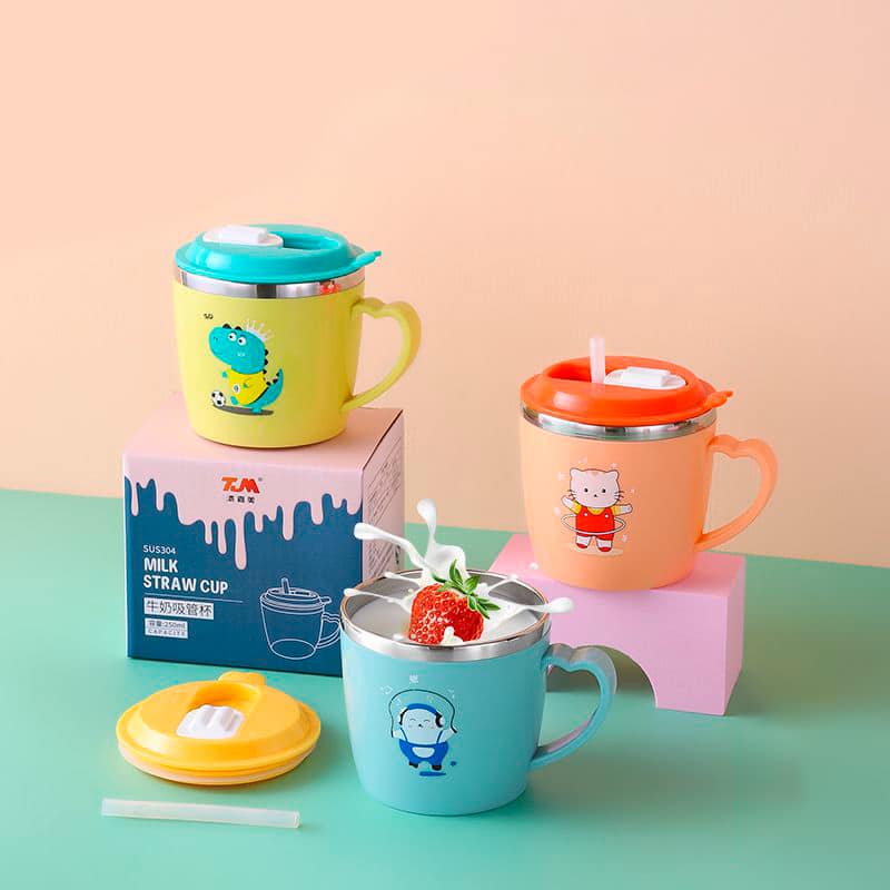 TAZA CON CAÑITA ACERO- COLORES SURTIDOS